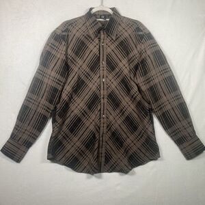 Xposed Clothing Philosophy Men’s Shirt Size L Plaid Semi-Sheer Button Down Long